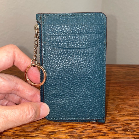 kate spade New York Pershing Street Poppy Blue Leather Keychain and Card Holder - Picture 2 of 3